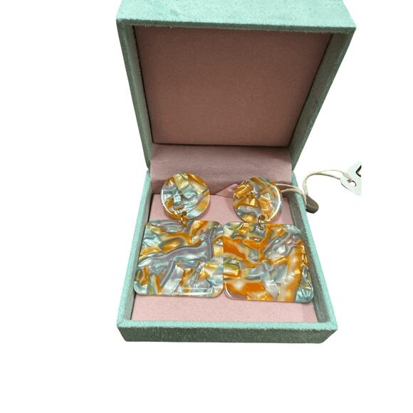 Valet Studio NWT Abigail Earrings in Sky Blue and Orange - Picture 5 of 7